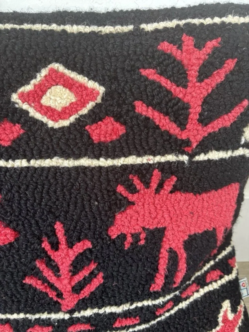 Chandler 4 Corner Hook Pillow Cover Fairisle Moose 18” Laura Magroz Christmas